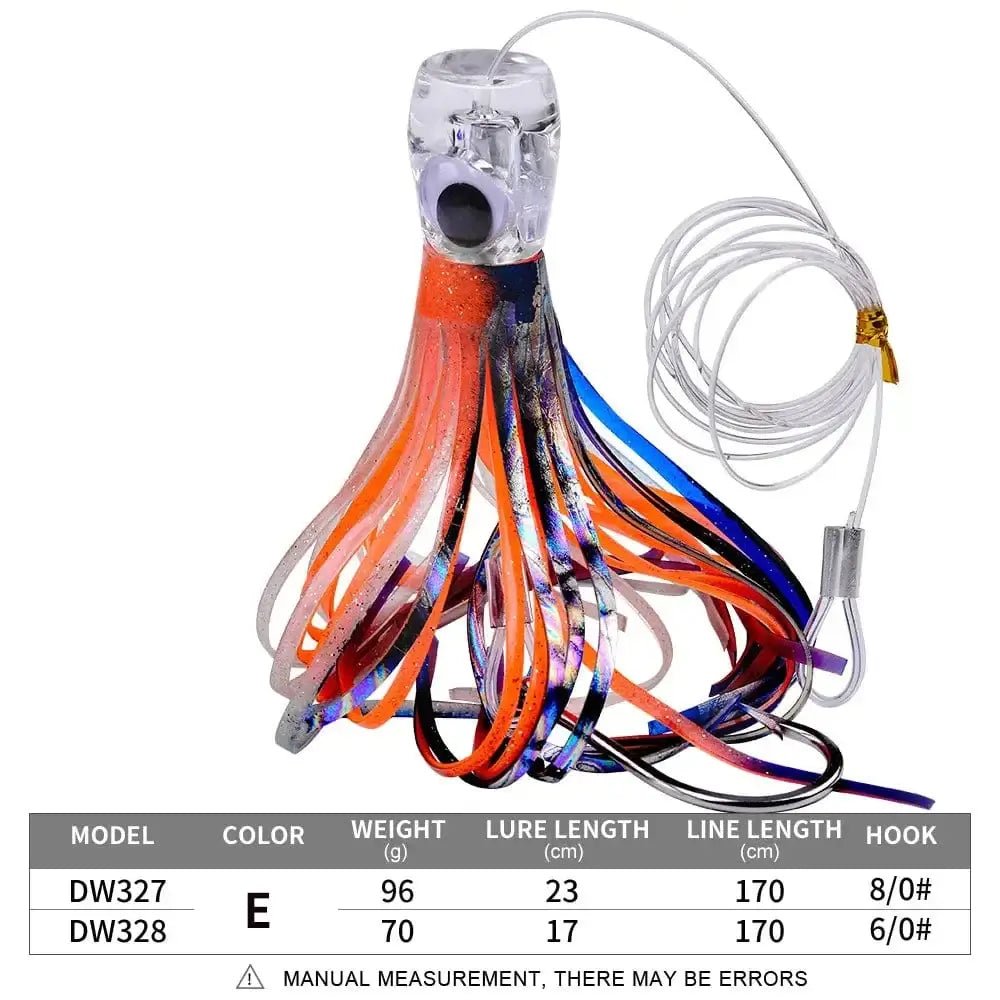 China China E / 17CM 70G 17CM/70G 23CM/96G 2 Kinds of Professional Ocean Squid Boat Fishing Lures with Wire Bait and Squid Soft Lure for Trolling tuna