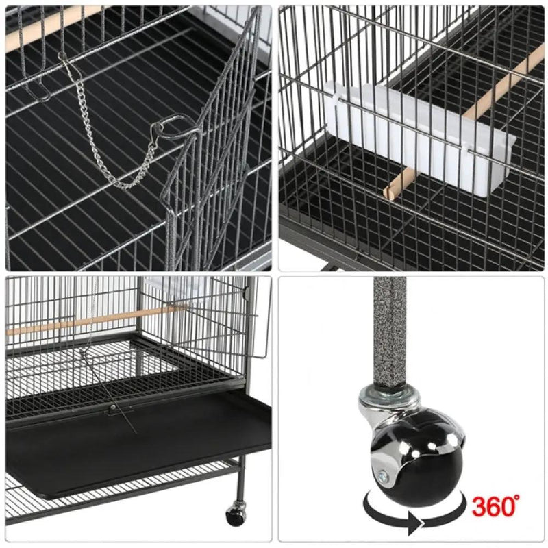 52″ H Large Parrot Cage Rolling Metal Bird Cage by Yaheetech