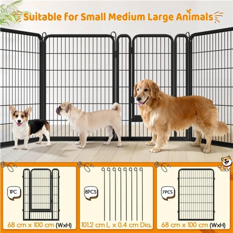 8 Panels Dog Playpen 100cm Tall Dog Pen Dog Fence by Yaheetech