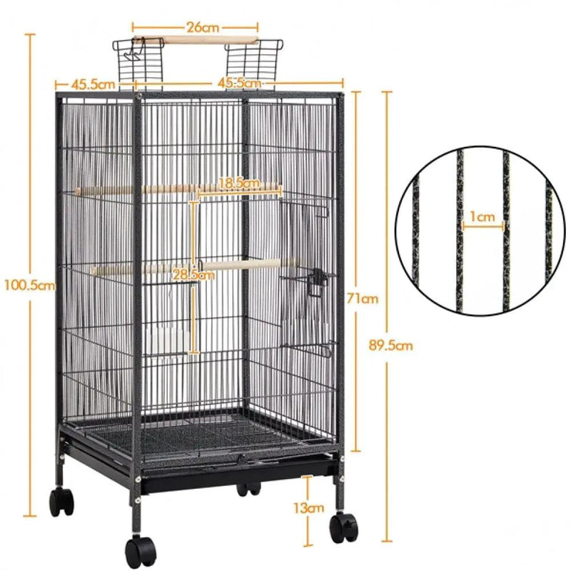 40-Inch H Wrought Iron Bird Cage with Rolling Stand by Yaheetech
