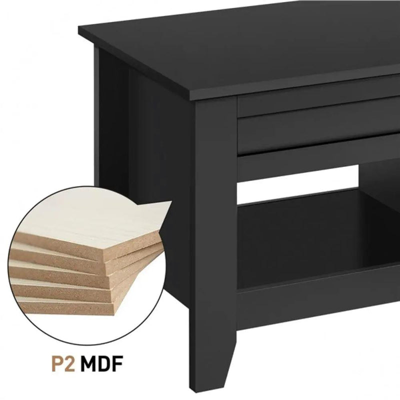 Shaker Design Lift Top Coffee Table w/Storage & 2 Open Shelves by Yaheetech
