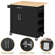 Kitchen Island Kitchen Trolley on Wheels with Drawers & Cabinet by Yaheetech