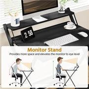 2-Tier Foldable Computer Desk w/ Monitor Shelf by Yaheetech