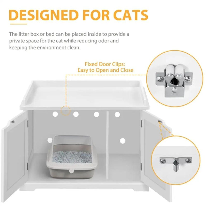 Pet Litter Box Wooden Storage Bench by Yaheetech