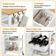 Kitchen Island with Wheels Kitchen Storage Serving Cart by Yaheetech