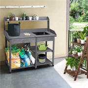 Garden Potting Bench with Basin Garden Work Bench Station by Yaheetech