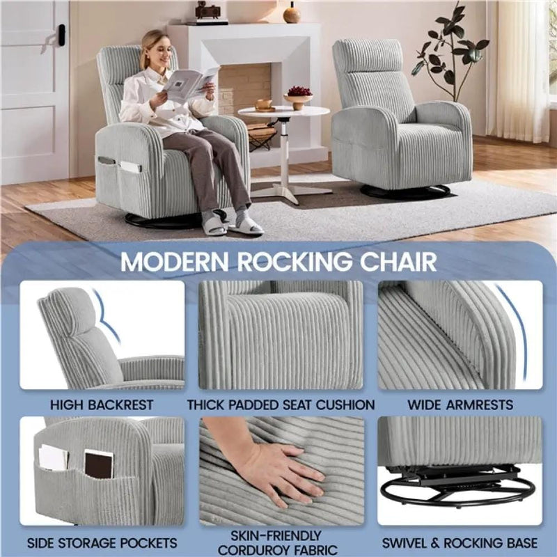 360-Degree Swiveling Nursing Glider Chair Rocking Chair by Yaheetech