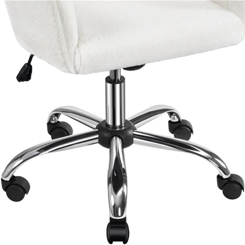 Modern Boucle Desk Chair Computer Chair Computer Chair Ivory by Yaheetech