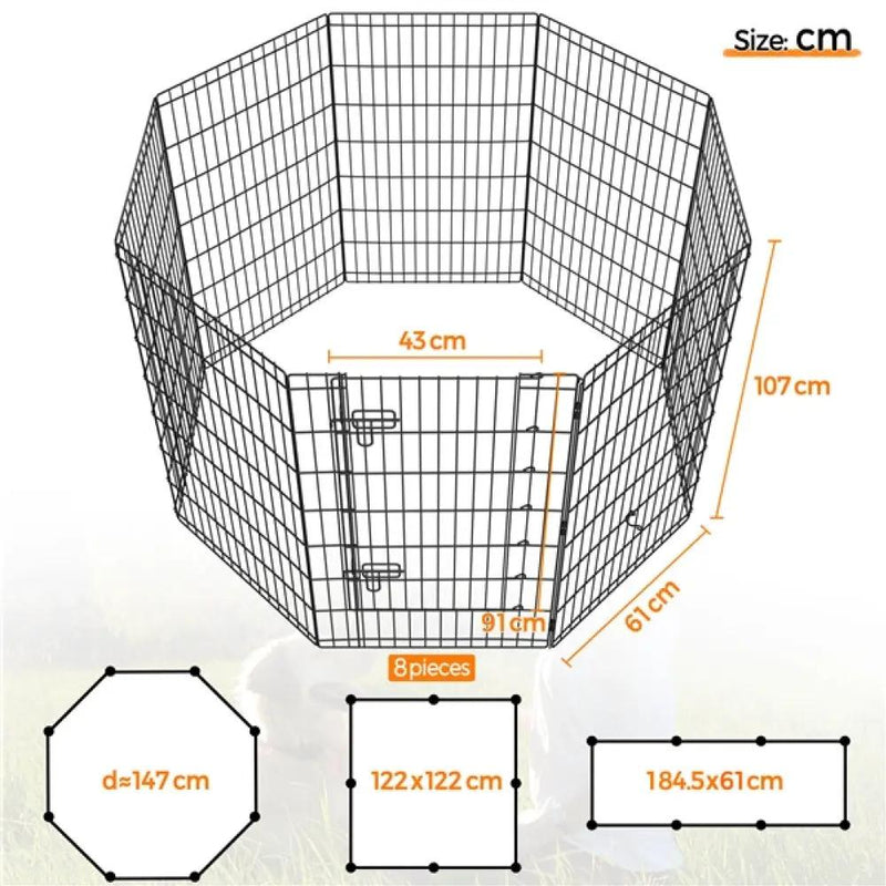 8 Panel Foldable Metal Dog Exercise Pen by Yaheetech