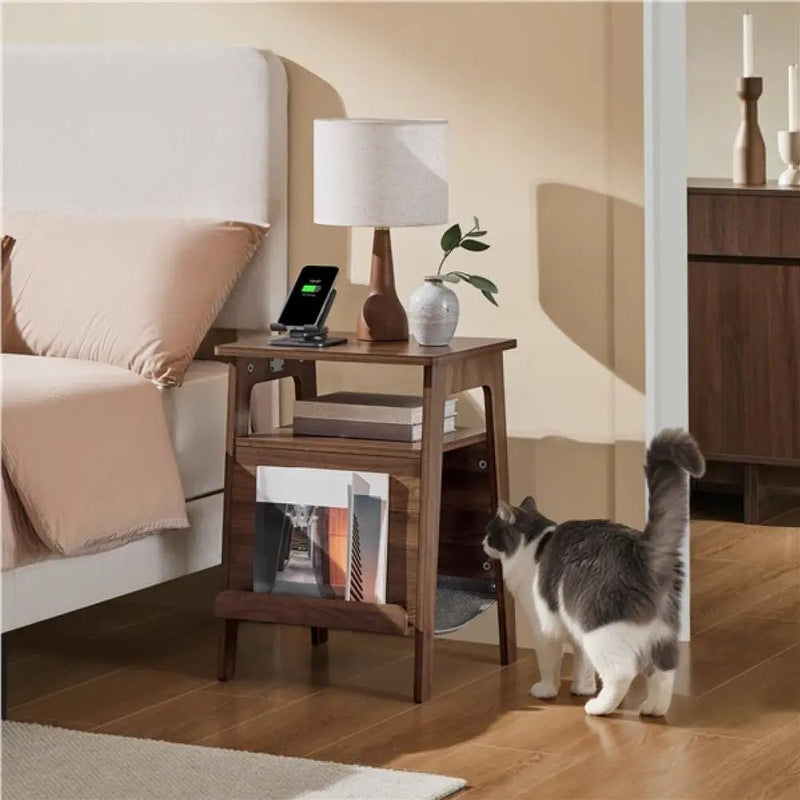 Side Table with Cat House & Scratching Board by Yaheetech