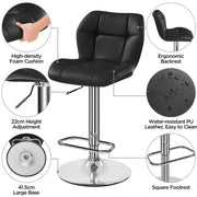 2PCS Adjustable Bar Stool Modern Faux Leather Swivel Bar Chair by Yaheetech