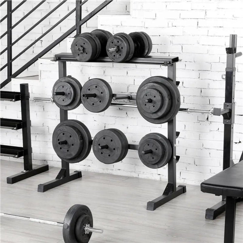 3 Tier Dumbbell Barbell Rack Weight Plate/Bar Storage Holder by Yaheetech