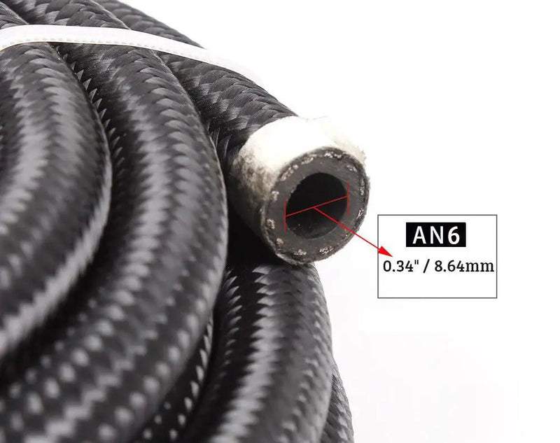 5M AN6-6AN Nylon Steel Braided Oil Fuel Line W/ Fitting Hose End Adapter Kit by salelink.co.nz