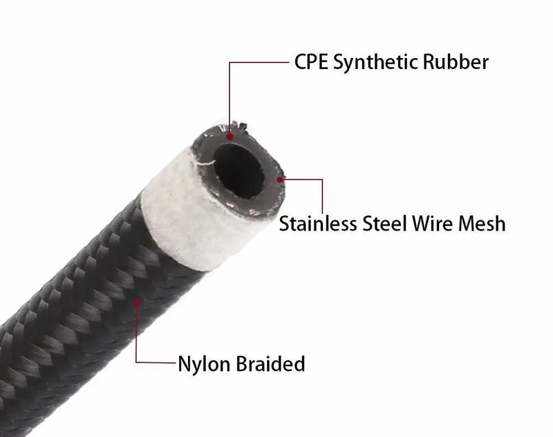 5M AN6-6AN Nylon Steel Braided Oil Fuel Line W/ Fitting Hose End Adapter Kit by salelink.co.nz