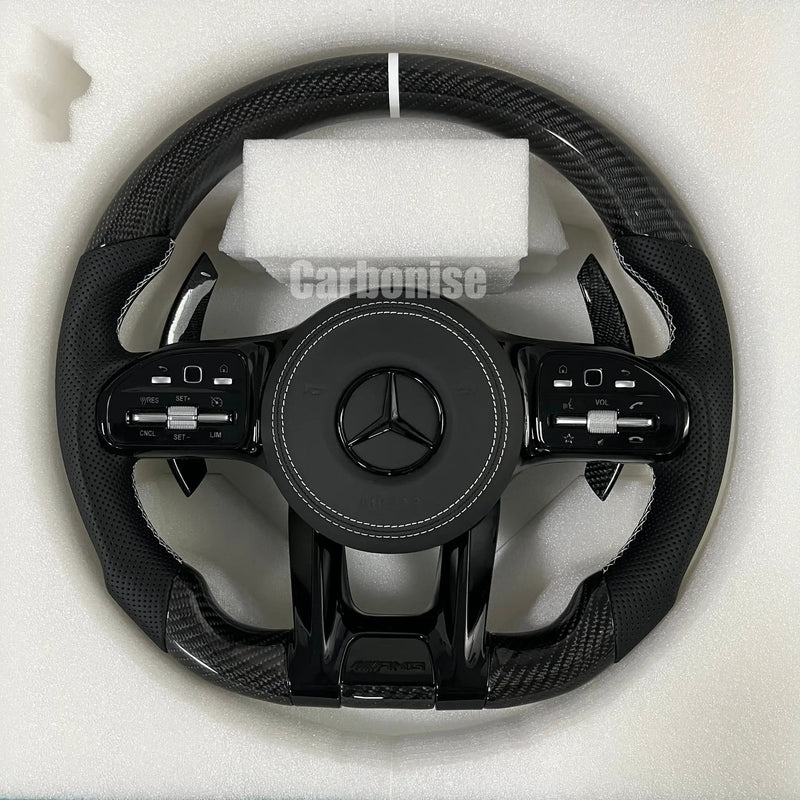 Mercedes-Benz Steering Wheel (Carbon Fiber+Perforated Leather) #18 by CARBONISE