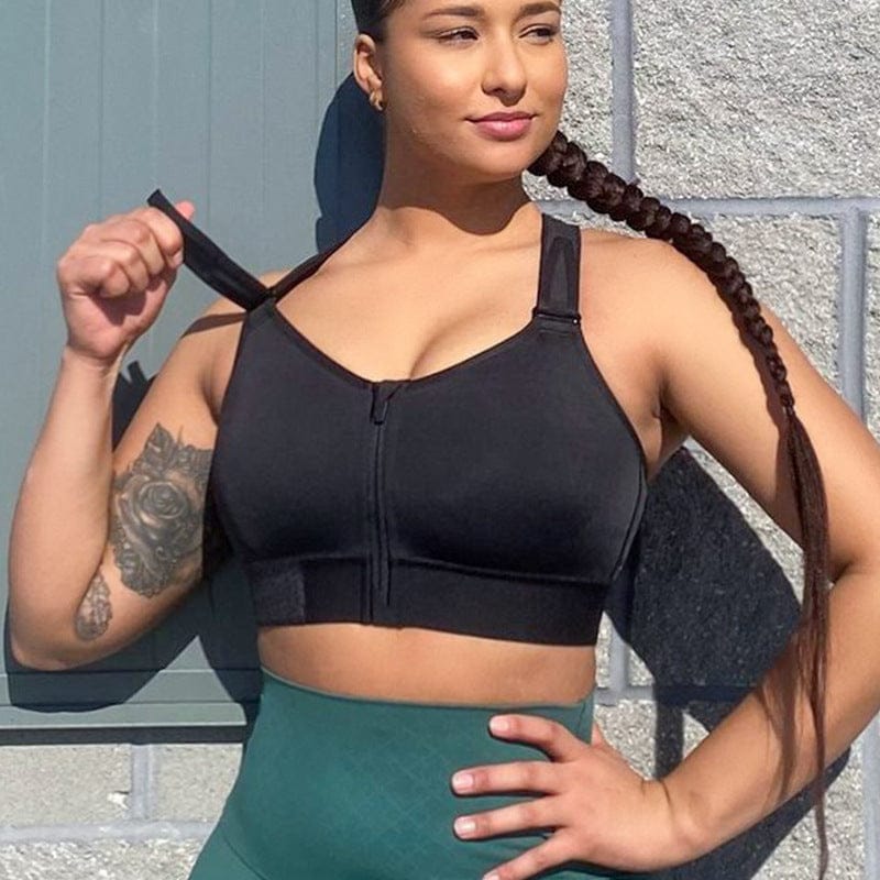 Mead's Supply & Equipment Outfitters limited Women's Activewear Plus Size High Impact Front Zip Sports Bra For Women Polyester Plus Size High Impact Front Zip Sports Bra Polyester