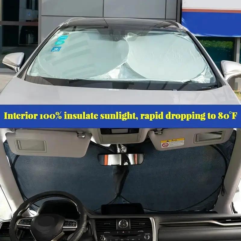 Large Silver Car Sunshade Foldable Double-Circle by dealonline.co.nz
