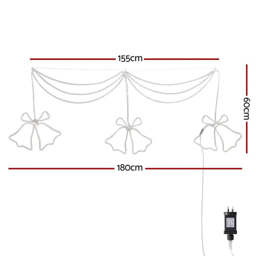 SportZone.co.nz Occasions > Christmas > Outdoor Decorations & Lights 1.8M Christmas Lights 288 LED Bell Motif Light Decorations Jingle Jollys 1.8M Christmas Lights 288 LED Bell Motif Light Decorations Jingle Jollys