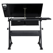 Drafting Table/Stool Set with Adjustable Table Angles & Heights All-in-One by Yaheetech
