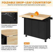 Kitchen Cart Kithen Trolley with Wood Top and Drop Leaf Breakfast Bar by Yaheetech