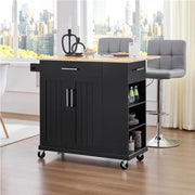 Kitchen Island Kitchen Trolley on Wheels with Drawers & Cabinet by Yaheetech