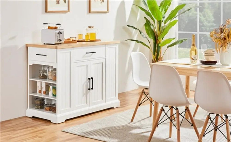 Rolling Kitchen Island Trolley Modern Storage Cabinet by Yaheetech