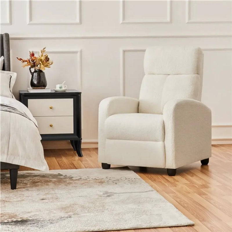 Upholstered Recliner Boucle Recliner Sofa Adjustable Modern Single Reclining Chair by Yaheetech