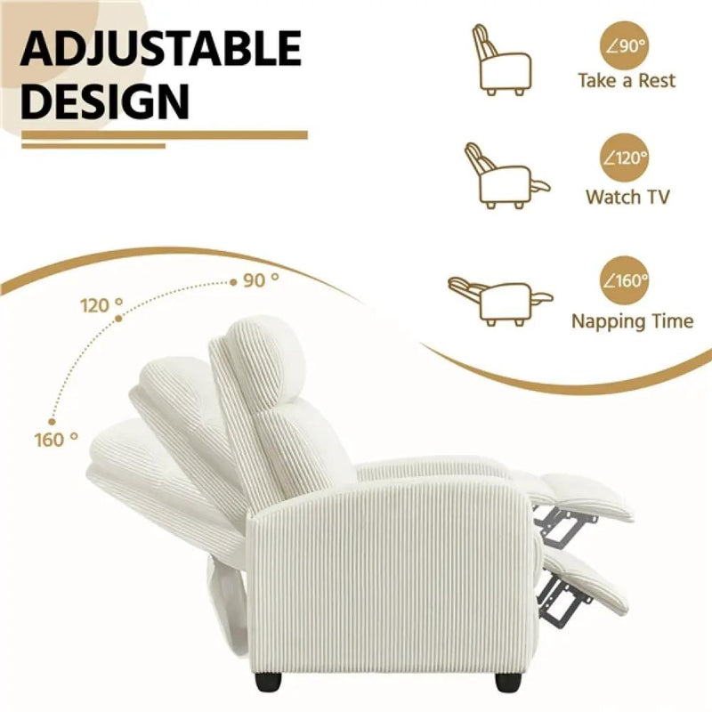 Recliner Chair Corduroy Recliner Sofa Adjustable Modern Single Reclining Chair by Yaheetech