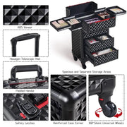 Professional Rolling Makeup Train Case with Drawers by Yaheetech
