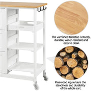 Kitchen Island with Wheels Kitchen Storage Serving Cart by Yaheetech