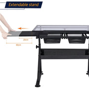 Height Adjustable Glass Drafting Table & Stool Set Art Table by Yaheetech