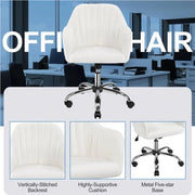 Modern Boucle Desk Chair Computer Chair Computer Chair Ivory by Yaheetech
