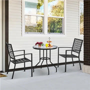 Set of 2 Outdoor Patio Dining Chairs with Armrests Modern Steel Bistro Chairs by Yaheetech