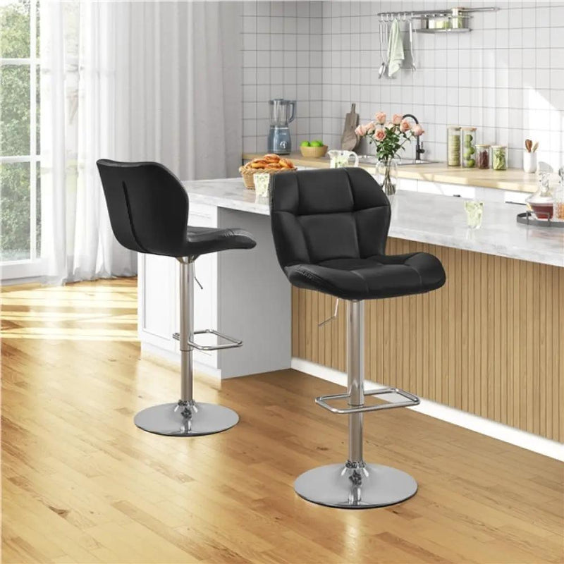 2PCS Adjustable Bar Stool Modern Faux Leather Swivel Bar Chair by Yaheetech