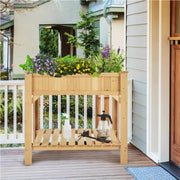 8-Pocket Wood Elevated Garden Planter with Fabric Liner by Yaheetech