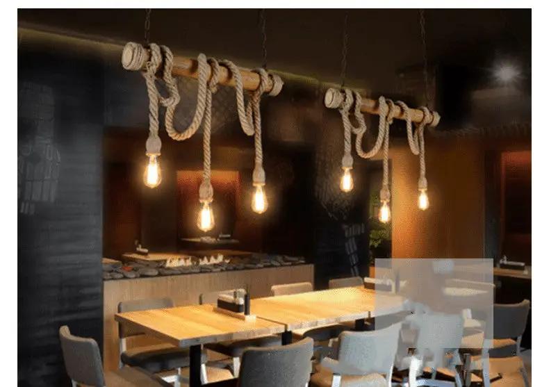 Natural Bamboo Rope Pendant Light Three Heads E27 Bulbs Not Included