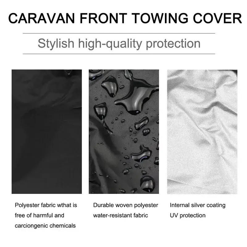 Caravan Front Towing Cover Tough 600D Protector LED Light Reflective Strips by salelink.co.nz