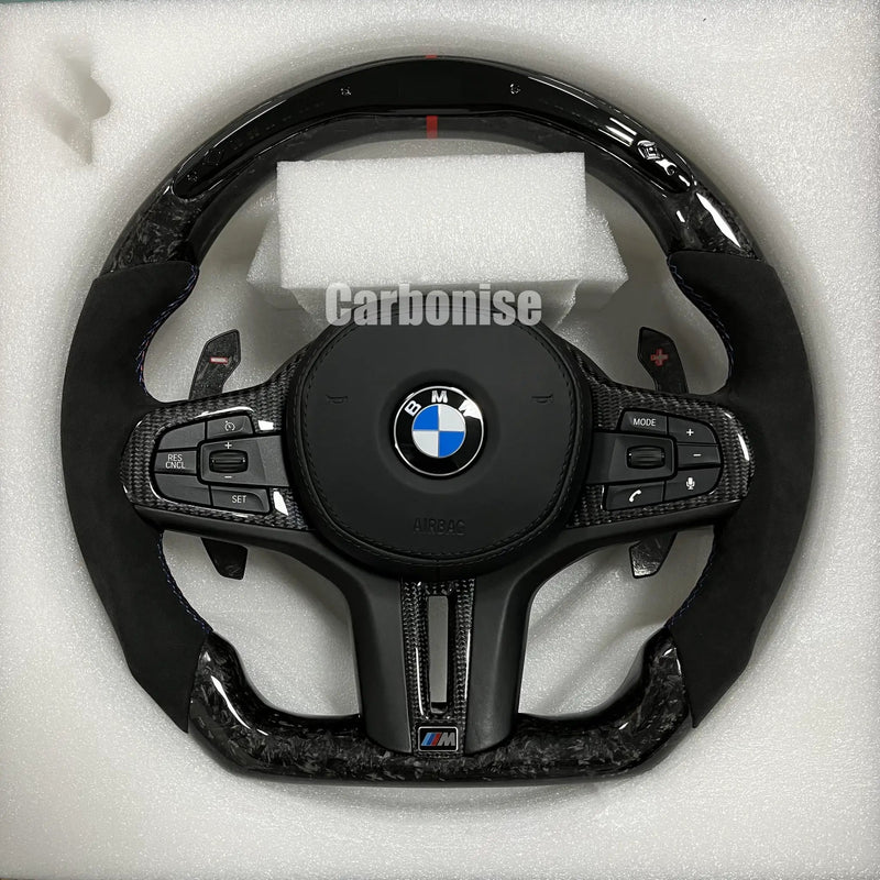 BMW Steering Wheel (Forged Carbon Fiber+Alcantara) #19 by CARBONISE