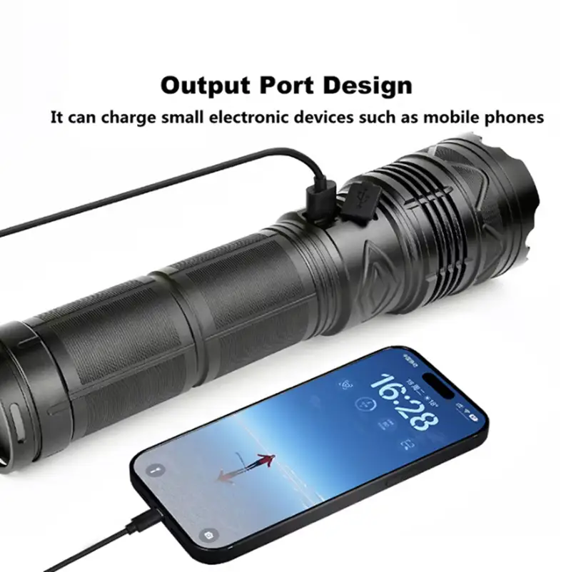 Long Range Powerful USB Input and Output Rechargeable LED Flashlight 30W 1500m by dealonline.co.nz