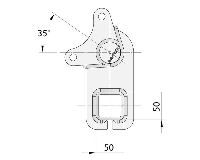 Technical drawing of a Drop Beam Axle component with measurements for design specifications.