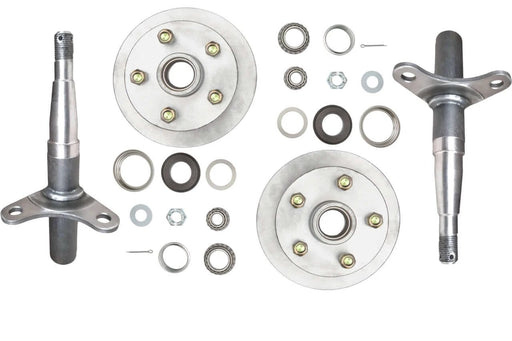 Hub and Stub Kits 1500kg Disc/B 5x4 1/4x7/16 components including axles and bearings.
