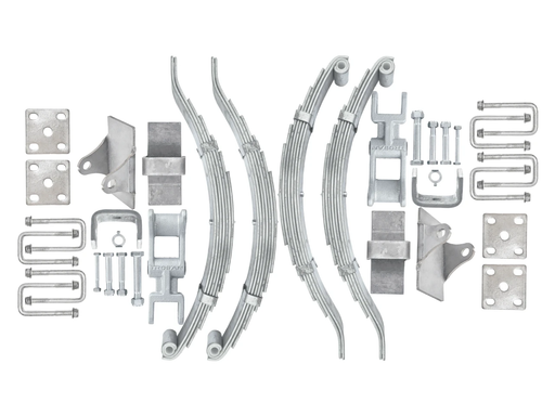 Eye to Slipper - 3500kg - 7-leaf 50x6mm - Pair parts and accessories laid out on a white background.