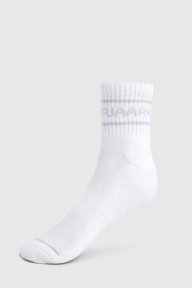 Legacy Quarter Socks White/Grey by Fuaark Nz