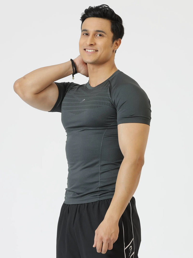 Power Seamless T-shirt Grey by Fuaark Nz