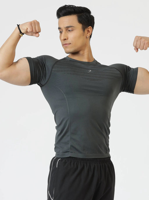 Power Seamless T-shirt Grey by Fuaark Nz
