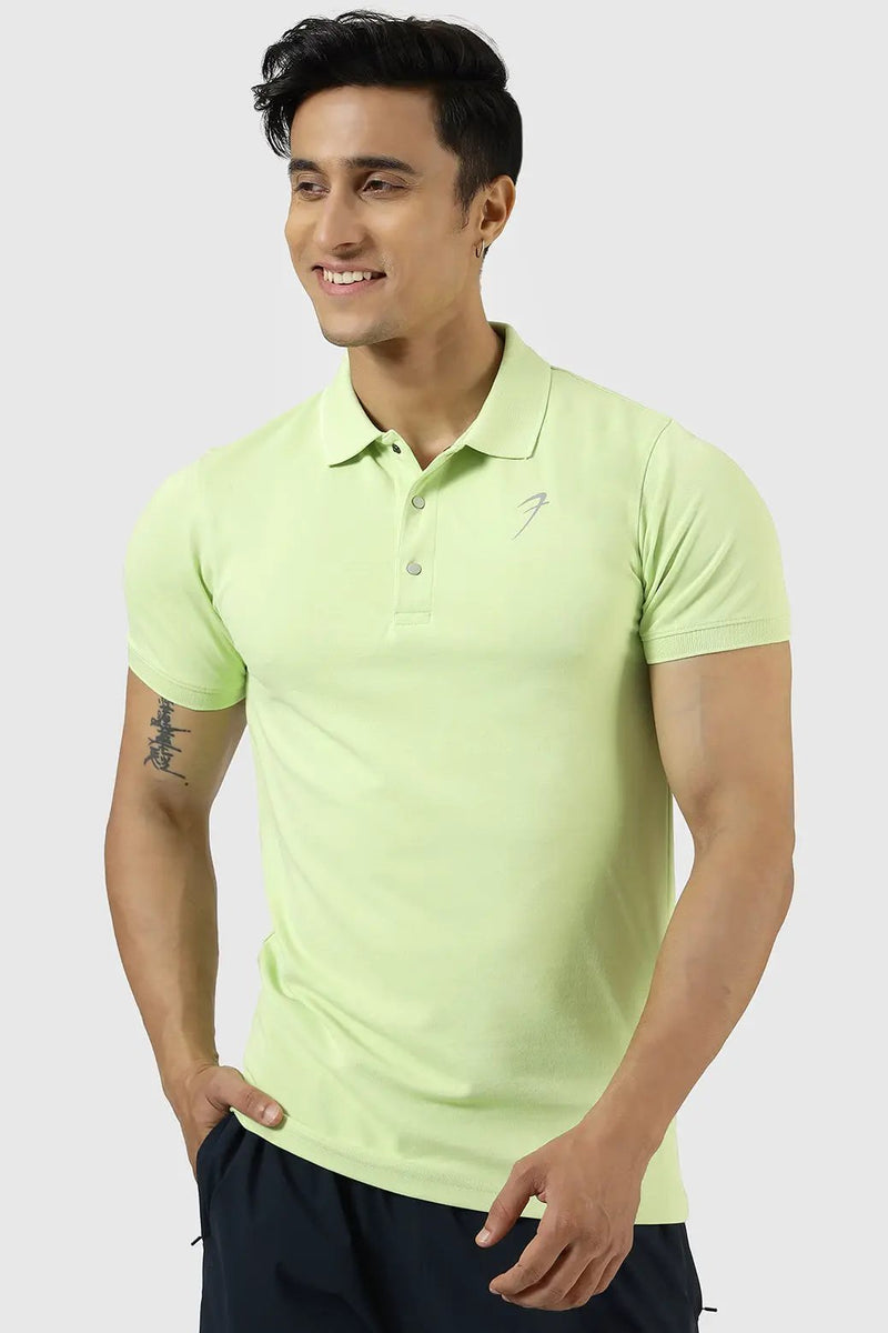 Aura Polo T-shirt Lime by Fuaark Nz