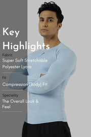 Compression Fullsleeves T-shirt Glacial Blue by Fuaark Nz