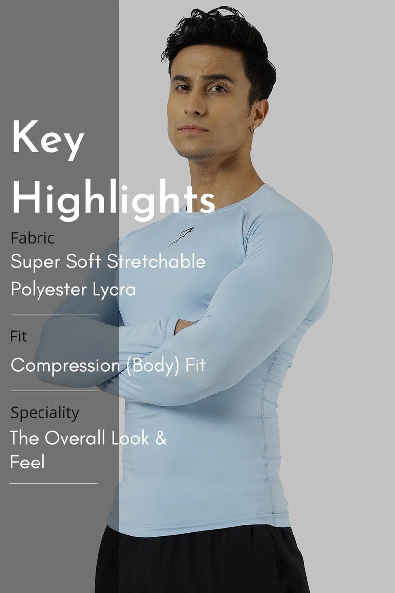 Compression Fullsleeves T-shirt Glacial Blue by Fuaark Nz