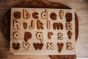 Natural Wooden Lowercase Alphabet Puzzle – QToys by Curious Moonbeam