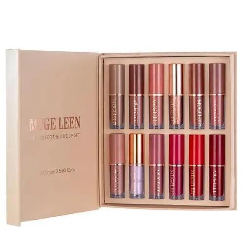 Poppy Gifts 12 Color Book Lip gloss Set Vegan Organic Non-Stick Cup Waterproof Velvet Matte Liquid Lipstick 12 Color Book Lip gloss Set Vegan Organic Non-Stick Cup Waterproof Velvet Matte Liquid Lipstick